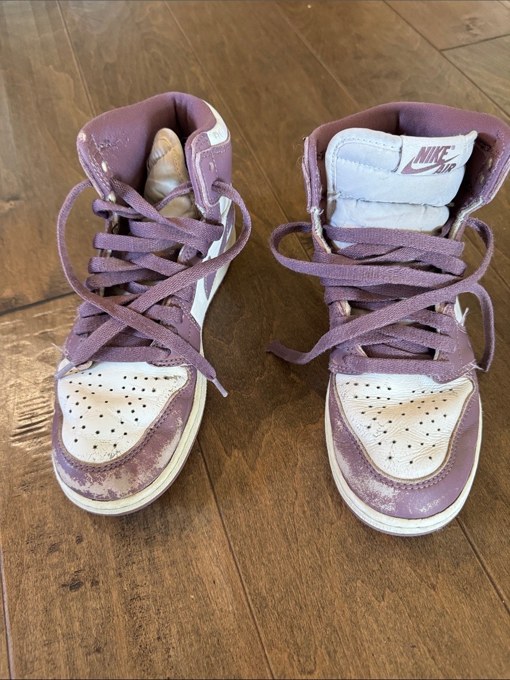 Nike Kids Purple and White Air Jordan High-Top Sneakers